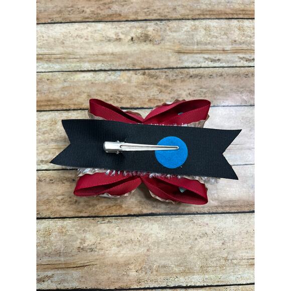 Lilly Reese Bowtique 4" Red Blue Glitter Ribbon Christmas Bow - Picture 2 of 2